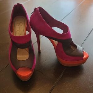 Jessica Simpson Fuchsia and Orange Heels